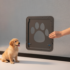 Black screen door insert for pets, sized for cats and small dogs at 29 x 24 cm