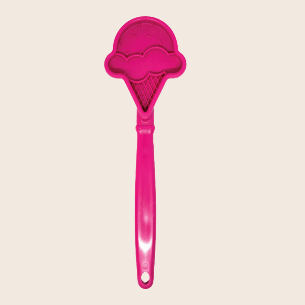 Close-up of the Pink Ice Cream lick stick by SodaPup, an ice cream cone design for dogs