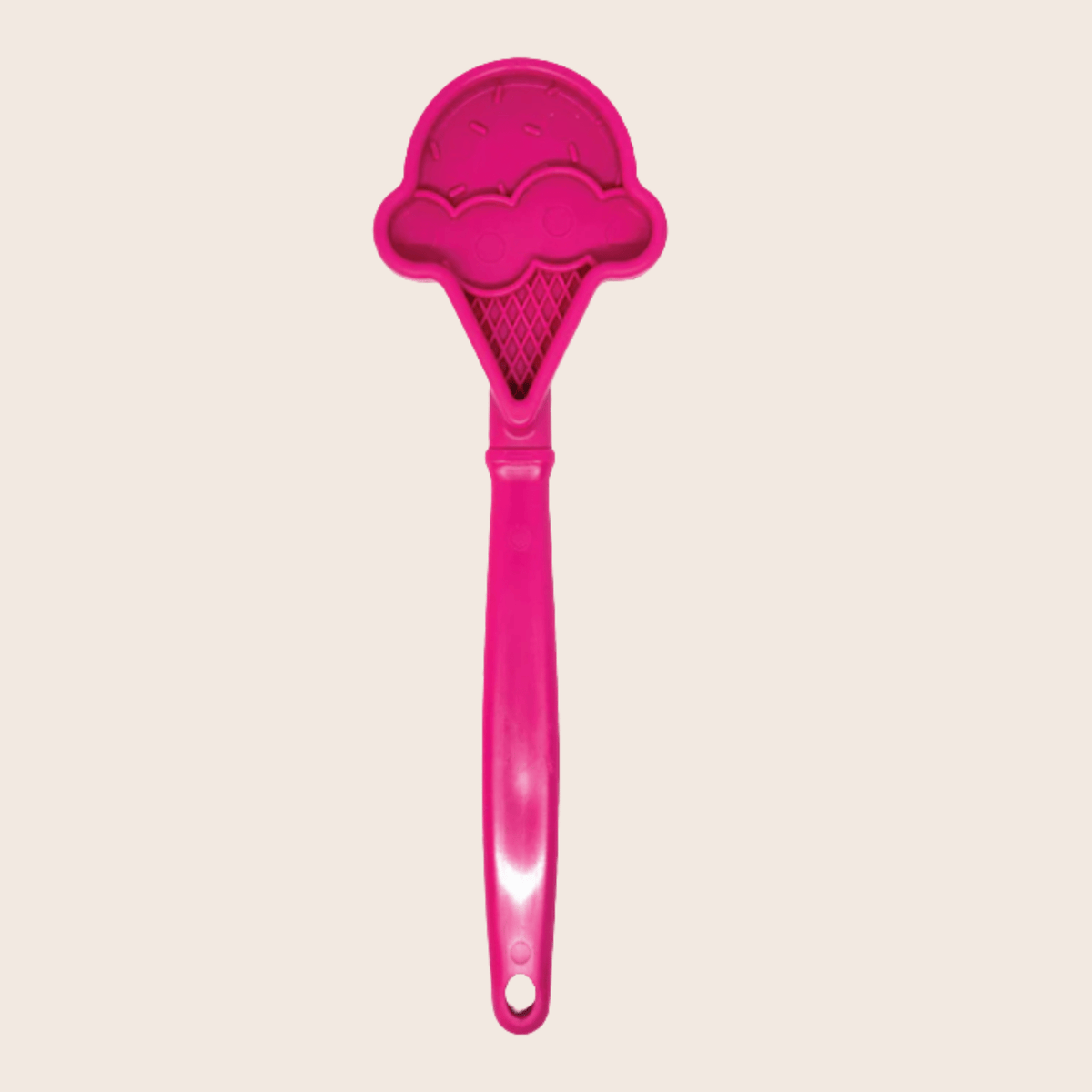 Close-up of the Pink Ice Cream lick stick by SodaPup, an ice cream cone design for dogs