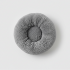 Gray plush donut bed for cats and dogs, round shape in 40, 50, 60 or 70 cm sizes