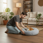 Plush donut comfort bed with a soft, warm surface for cats and dogs to sleep on
