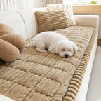 Washable plush couch cover for cats and dogs