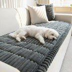 Plush sofa cover that shields upholstery from fur and scratches