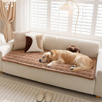 Pet sofa cover with a soft plush surface