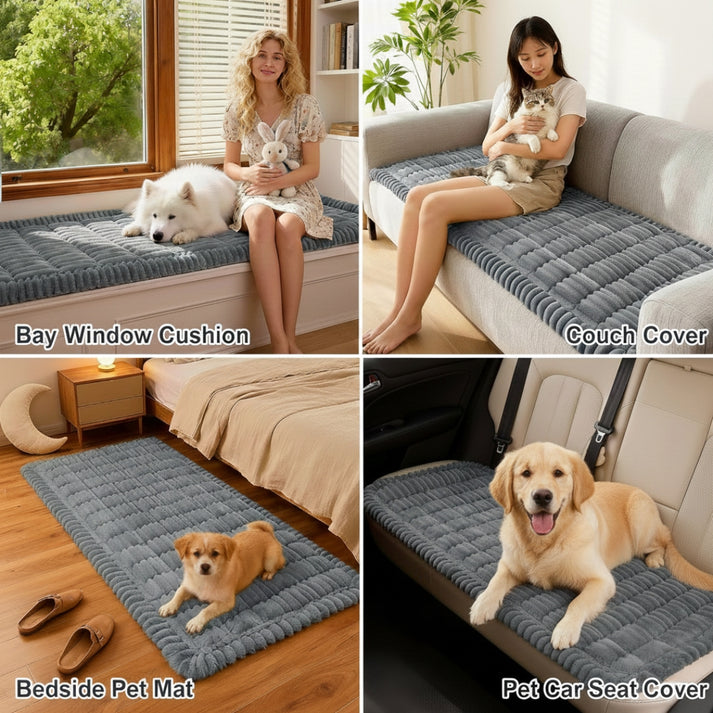 Pet sofa cover with a soft plush surface