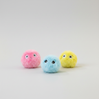 Pack of 3 plush squeaker balls for cats that squeak softly when pressed
