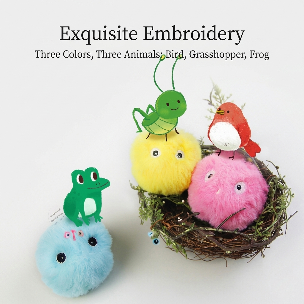 Squeaker cat ball in soft plush fabric that helps keep playtime interesting