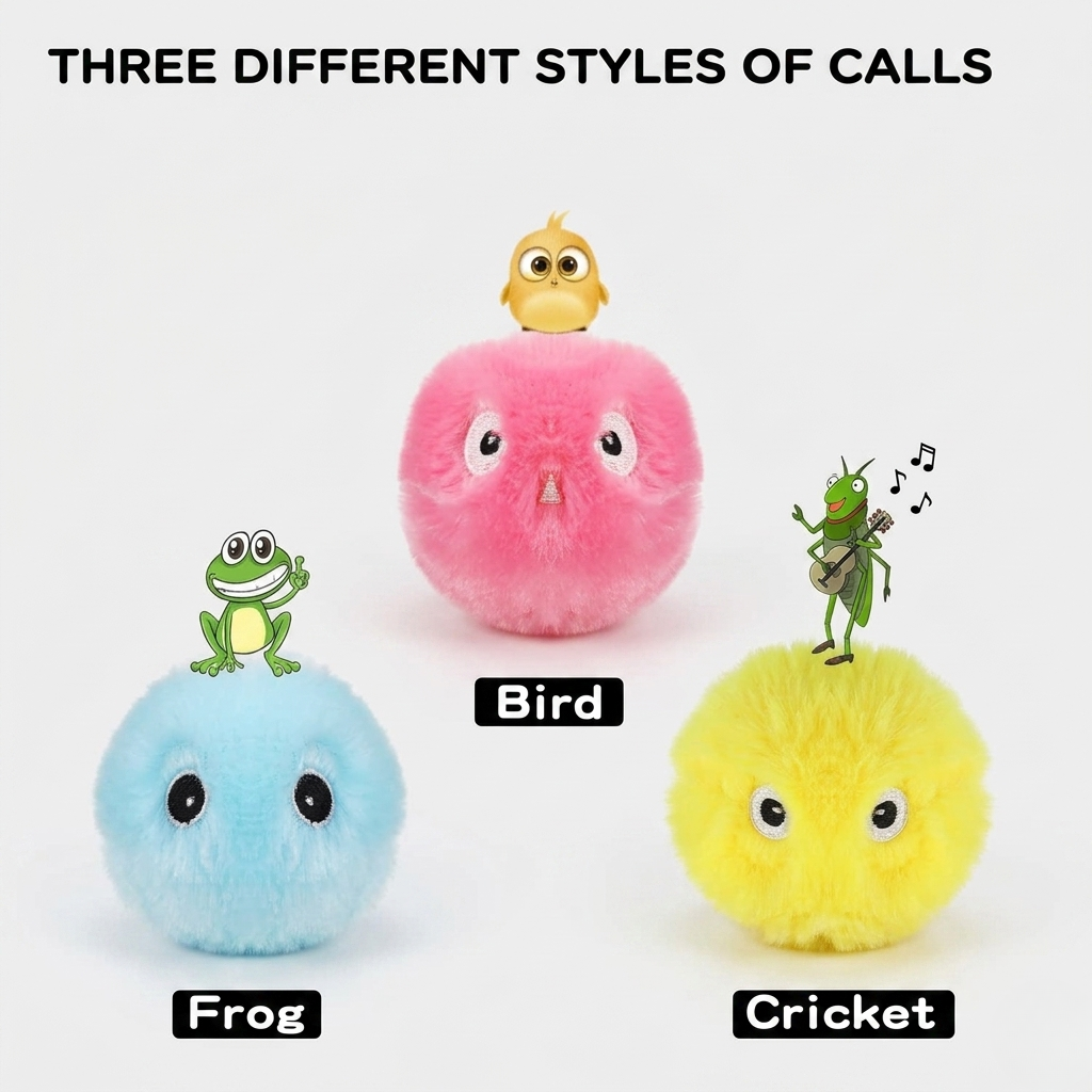 Squeaky plush ball for cats that respond to prey-like sounds during play
