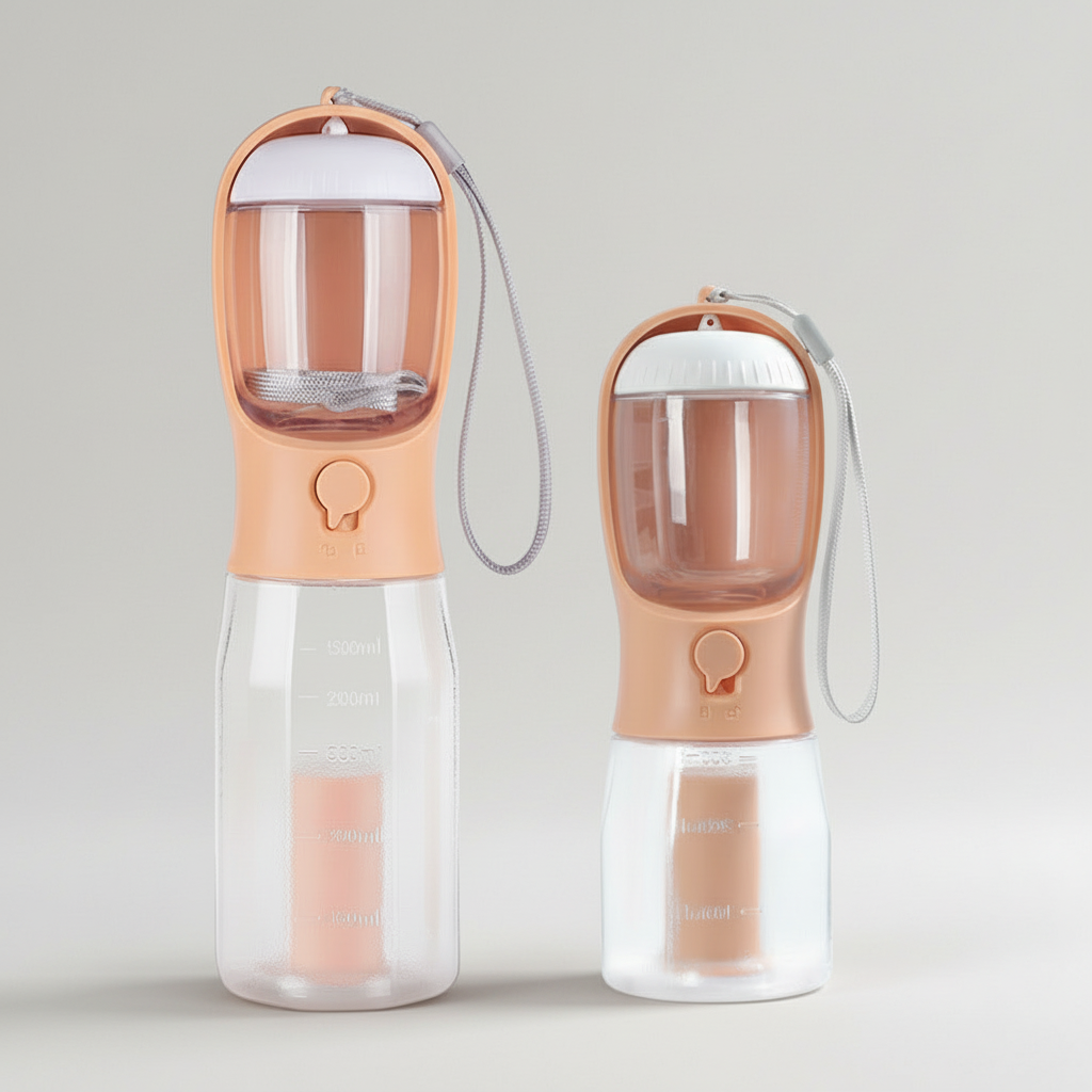 Coral portable dog water bottle, a lightweight travel bottle about 100 grams