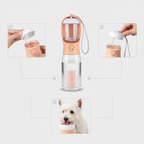 Portable dog water bottle offered in eight colors, from turquoise to coral
