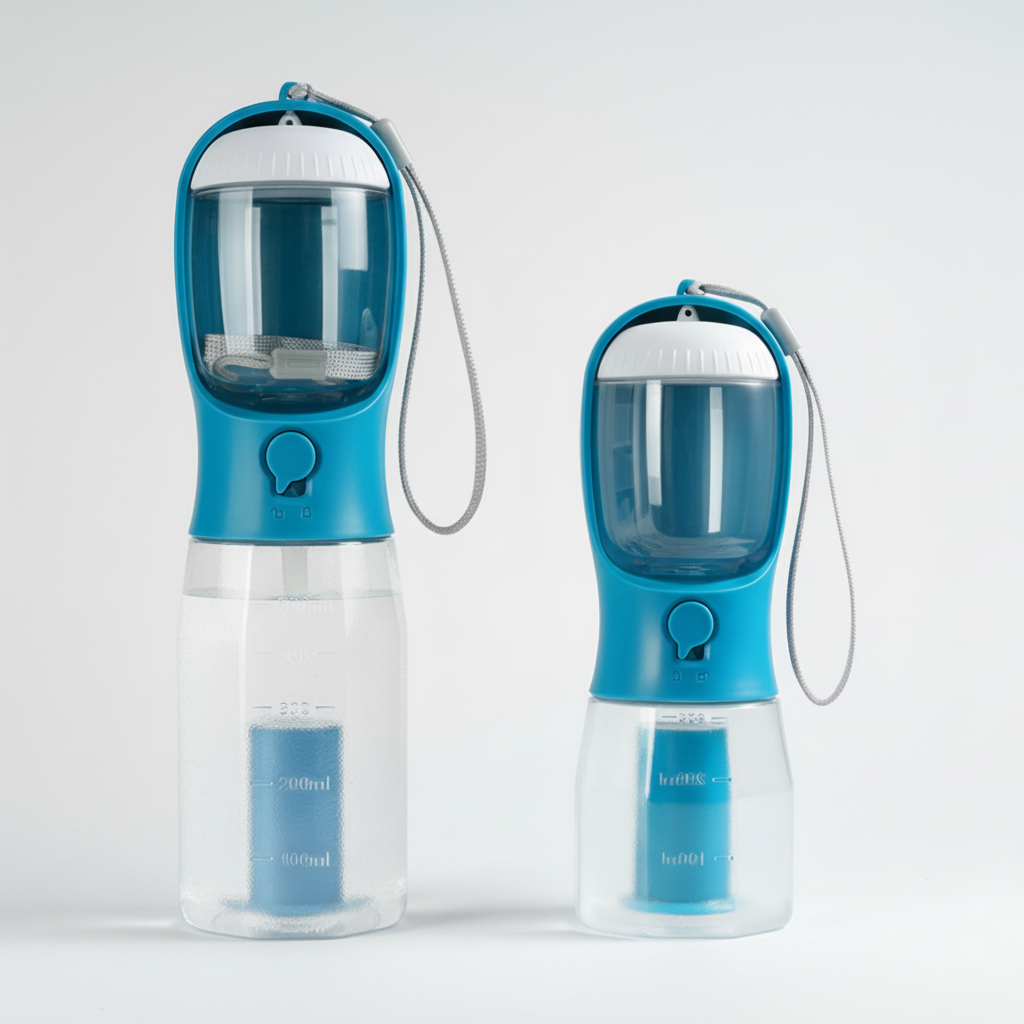 Indigo dog travel water bottle, a 300 ml or 600 ml bottle for dogs of all sizes