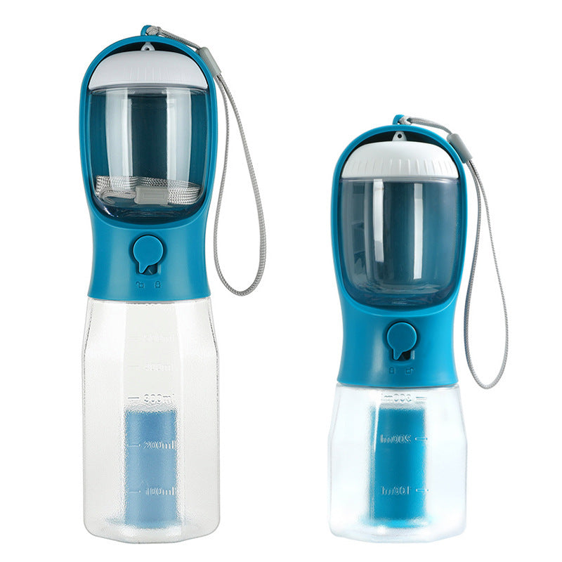 Lightweight plastic dog water bottle for walks, hikes and travel, about 100 grams
