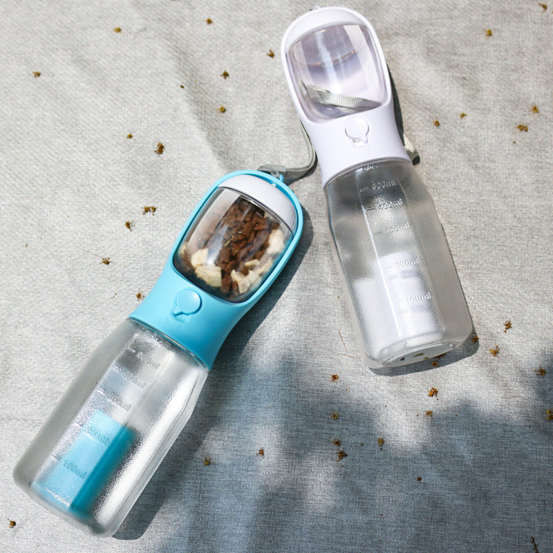 Portable dog water bottle with a temperature indicator, sold in 300 ml and 600 ml sizes