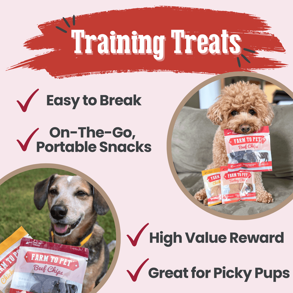 Training treats graphic for the beef Puppy Pack, beef round chips at about 6 calories each