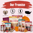Our Promise graphic from Farm to Pet's Beef Chips snack pack pages, for the starter bundle
