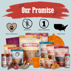 Our Promise graphic from Farm to Pet's Fish Chips snack pack pages, shown for the Puppy Pack