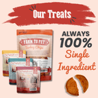 Backs of the treat bags in the turkey Puppy Pack, with turkey breast chips as the main bag