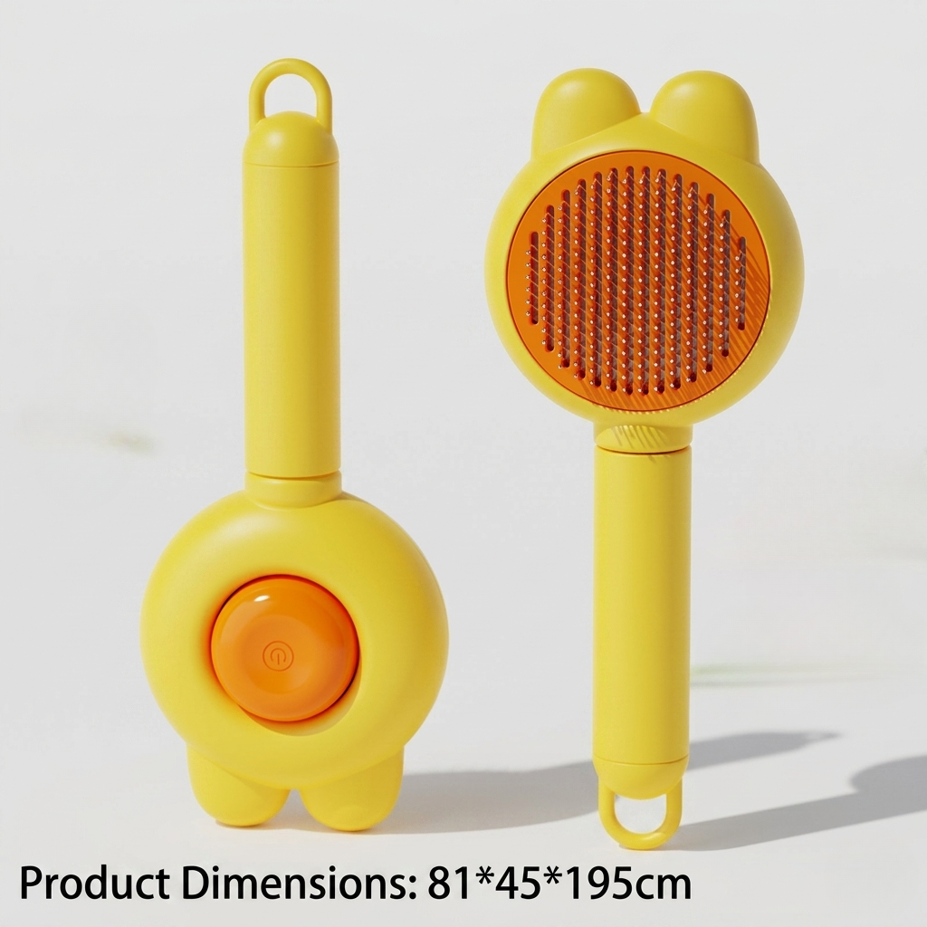 Yellow rabbit ear deshedding comb for removing loose fur from cats and dogs