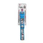 Rainbow ribbon dog collar in size Large, adjusting from 18 to 26 inches around the neck
