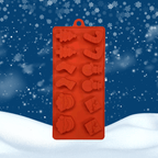 Red Holiday silicone treat mold by SodaPup with Christmas shapes for holiday dog treats