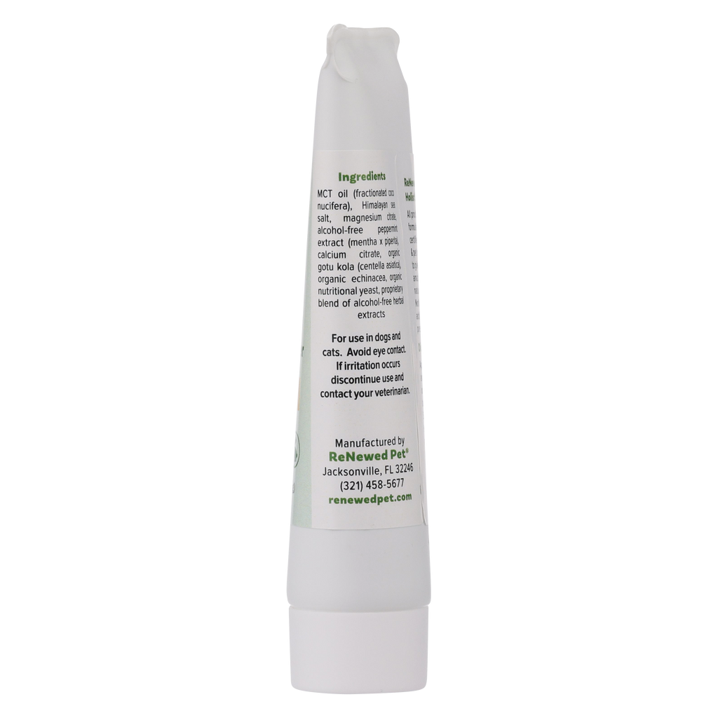 ReNewedPet dog and cat toothpaste in 1 oz and 2 oz sizes, with an optional toothbrush