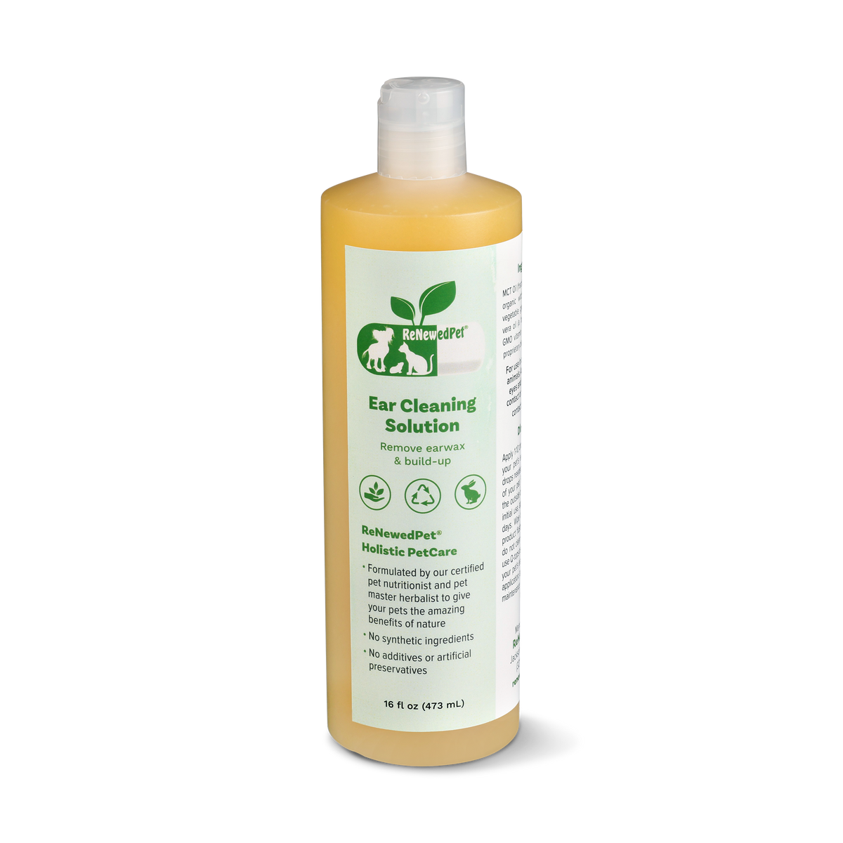 ReNewedPet ear cleaning drops in the 16 oz size for regular ear cleaning at home