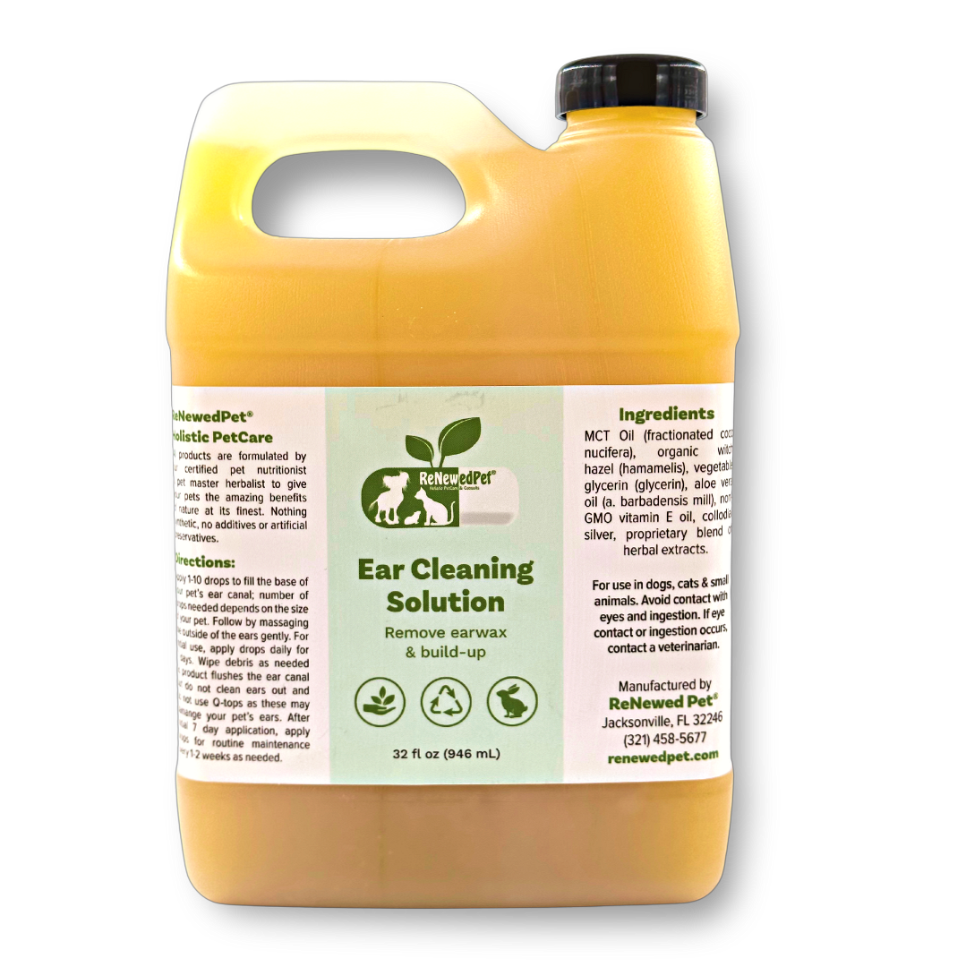 ReNewedPet ear cleaning drops in the 32 oz size, the largest size in this listing