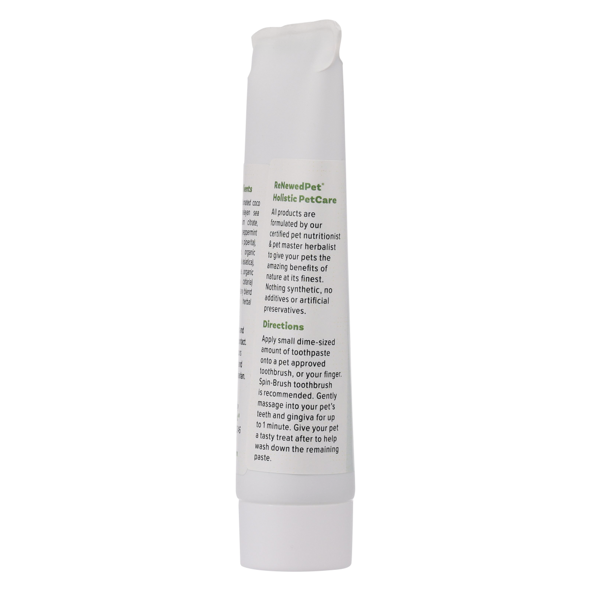 ReNewedPet toothpaste made without artificial flavors, sugars or sweeteners, per the brand
