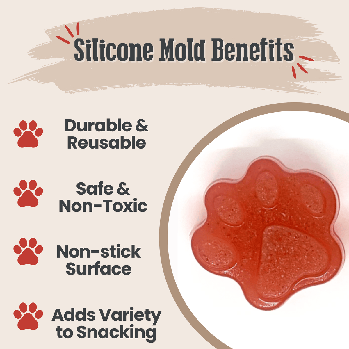Reusable SodaPup treat mold for jelly shots made with dog-safe gelatin and broth