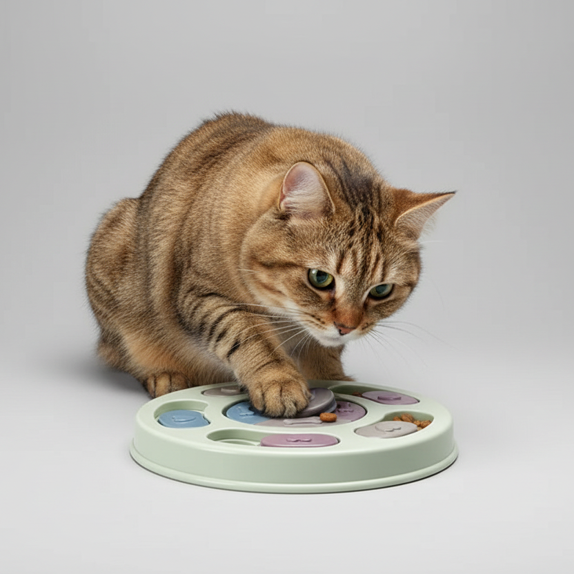 Slow feeding puzzle toy for pets that stays steady on the floor during play