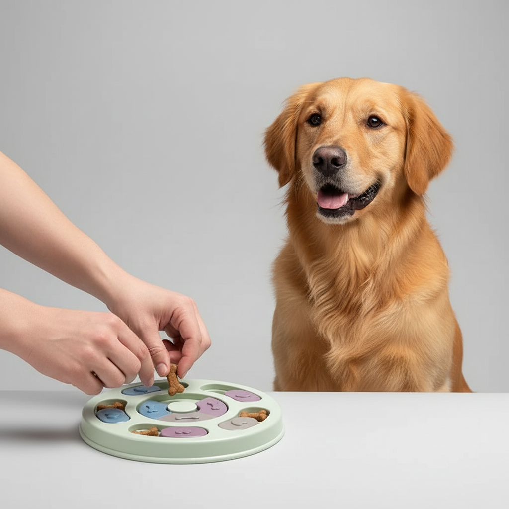 Interactive slow feeder puzzle for pets, one piece per box, made of plastic