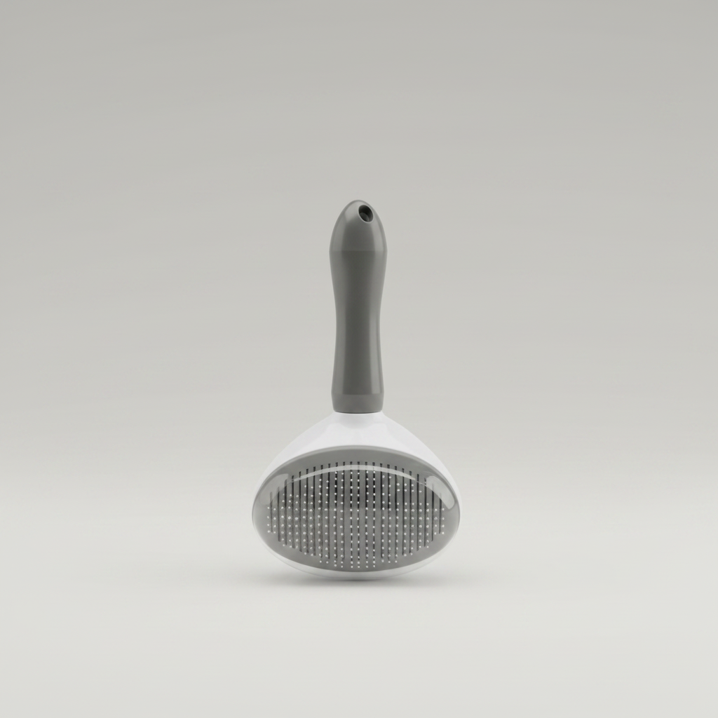 Self-cleaning pet brush for long and double-coated cats during shedding seasons