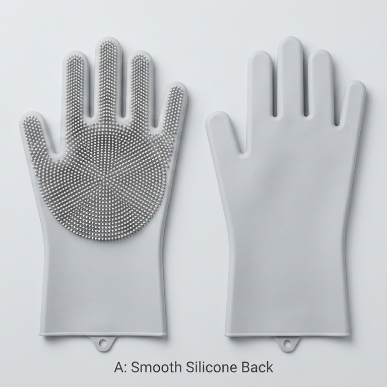 Silicone pet grooming glove with rounded nubs for a massage-style brush at bath time