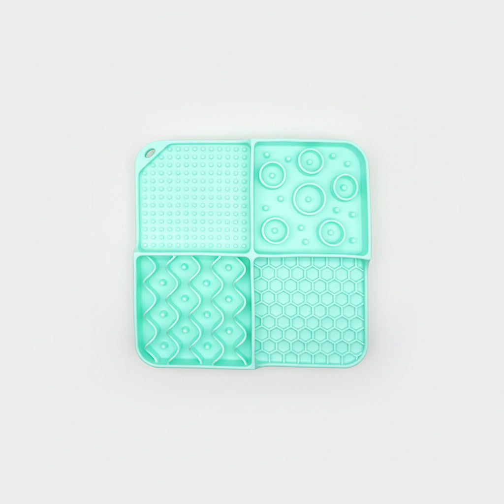 Mint Green food-grade silicone lick mat for dogs and cats, 8.2 by 8.2 inches
