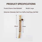 Silver vine (matatabi) wood chew stick for cats with a gall fruit knot and hemp rope wrap