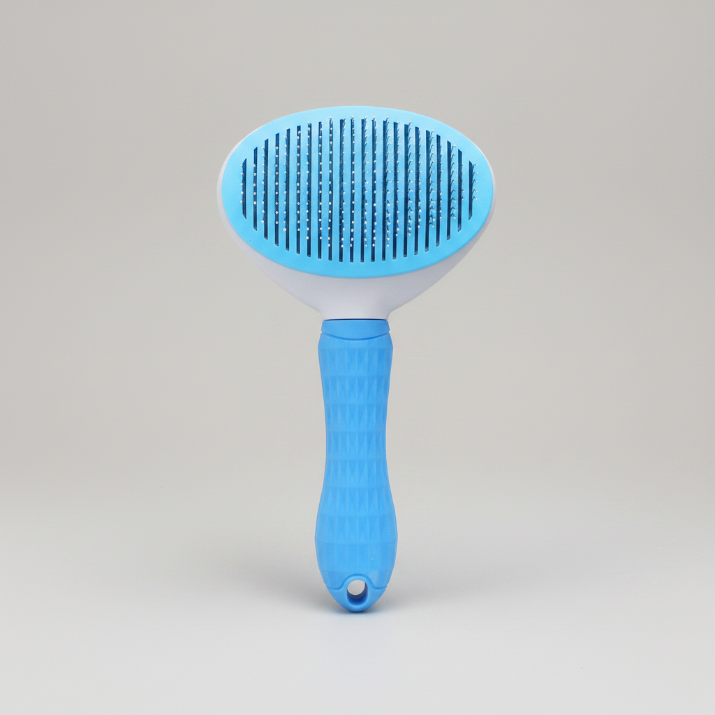 Blue TPR Fine Needle self-cleaning slicker brush for cats and small to medium dogs