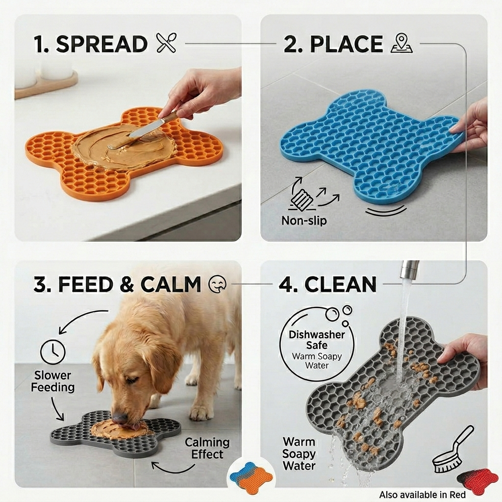 Small 7.1 x 4.3 inch silicone lick mat for enrichment feeding of cats and dogs
