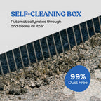 Smart litter box in white with an LED indicator for quick status checks at a glance