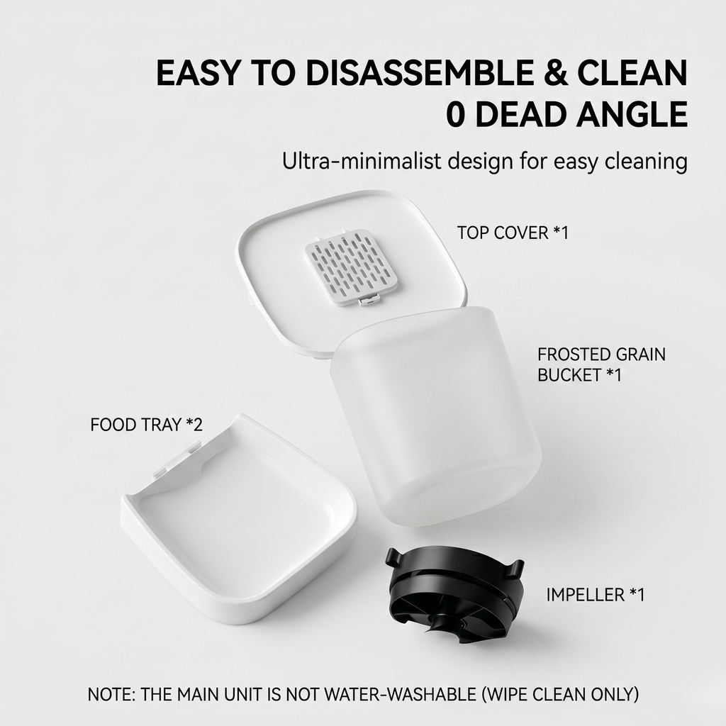 Smart pet feeder run from the Tuya app on iOS and Android over 2.4 GHz WiFi