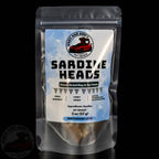Sniff and Shift freeze-dried sardine heads for dogs and cats, front view; one ingredient, 2 oz
