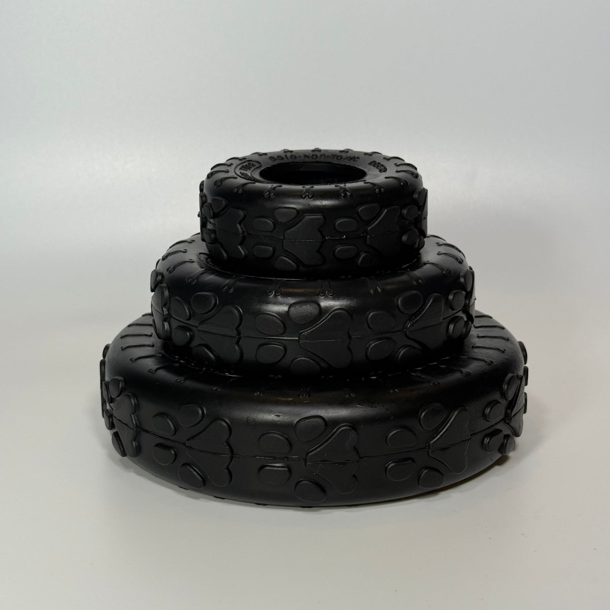 Sniff and Shift dog tire toy, a tire-shaped rubber chew and enrichment toy for moderate chewers