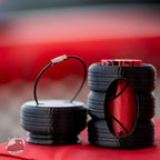 Sniff and Shift Tire Stack poop bag holder with the top tire lid unscrewed for refilling