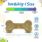 Durability and size graphic for the SodaPup Nylon Bone eChew for aggressive chewers