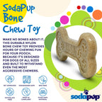 Product synopsis for the SodaPup Nylon Bone eChew, a durable chew toy for dogs