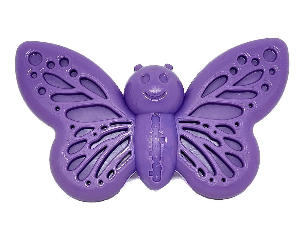 SodaPup Butterfly eChew in purple, a nylon chew toy with textured wings for spreads