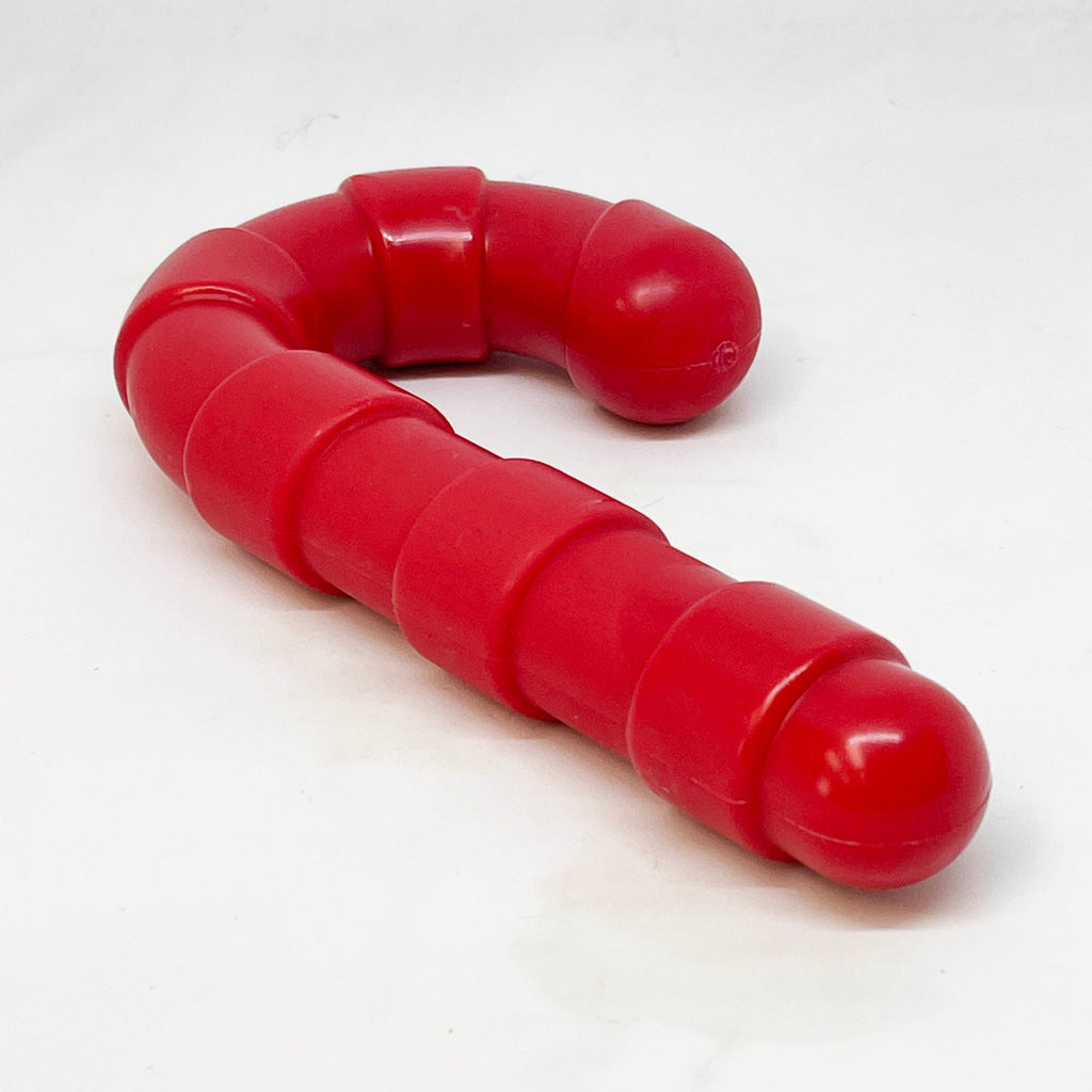 Red SodaPup Candy Cane nylon chew toy, a holiday stocking gift for medium and large dogs