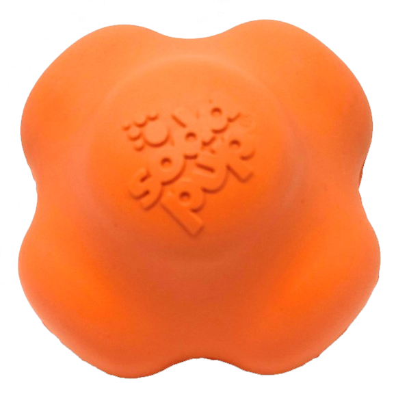 SodaPup Crazy Bounce solid rubber dog ball in Orange Squeeze, Large size for 30 to 65 lb dogs