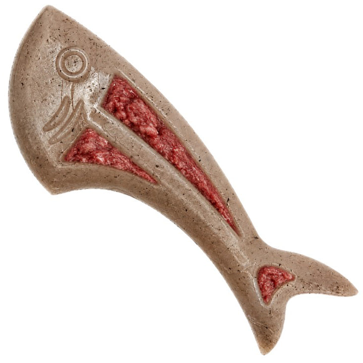 Dishwasher-safe SodaPup Dog Fish nylon chew sized for dogs about 30 to 65 lb