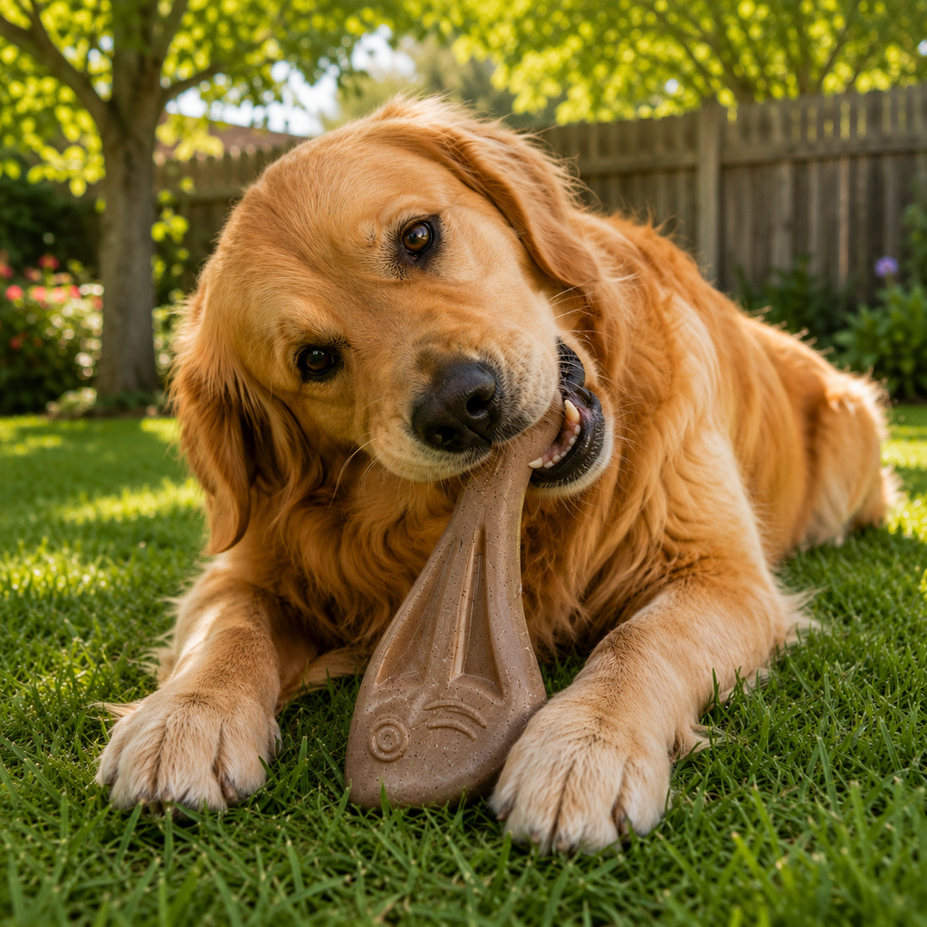 Made-in-USA SodaPup Dog Fish chew toy in FDA-compliant, BPA-free nylon for strong chewers