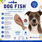 SodaPup Dog Fish nylon chew toy with deep triangular grooves on both sides for soft food
